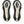 Close-up of a pair of black and white men's ASICS athletic shoes on a white background.