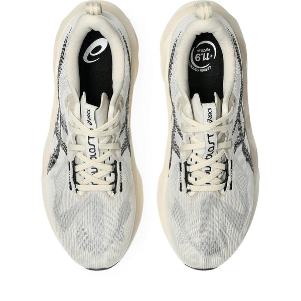White running shoes with black accents on a white background