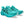 Turquoise running shoes with black accents on a white background