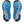 Close-up of a pair of running shoes with blue and gray sole design on a white background.