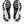 Close-up of a pair of ASICS running shoes with black and white sole design on a white background