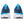 Blue running shoes with white soles on a white background