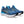 Mostly blue running shoes with white midsoles on a white background.