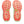 Close-up of pink and green shoe soles with a geometric pattern on a white background