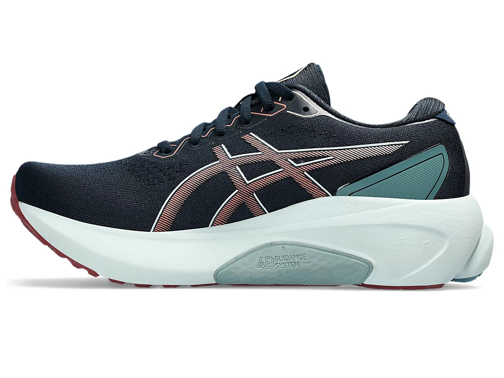 Medial view of the Women's Kayano 30 by ASICS in the color French Blue/Light Garnet