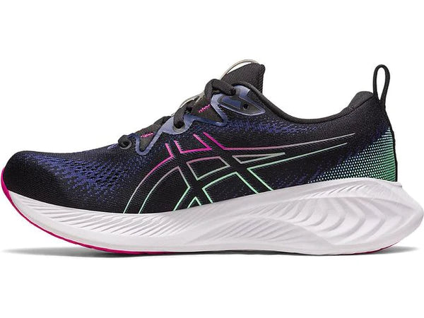 Medial view of the Women's Cumulus 25 in Black/Pink Rave