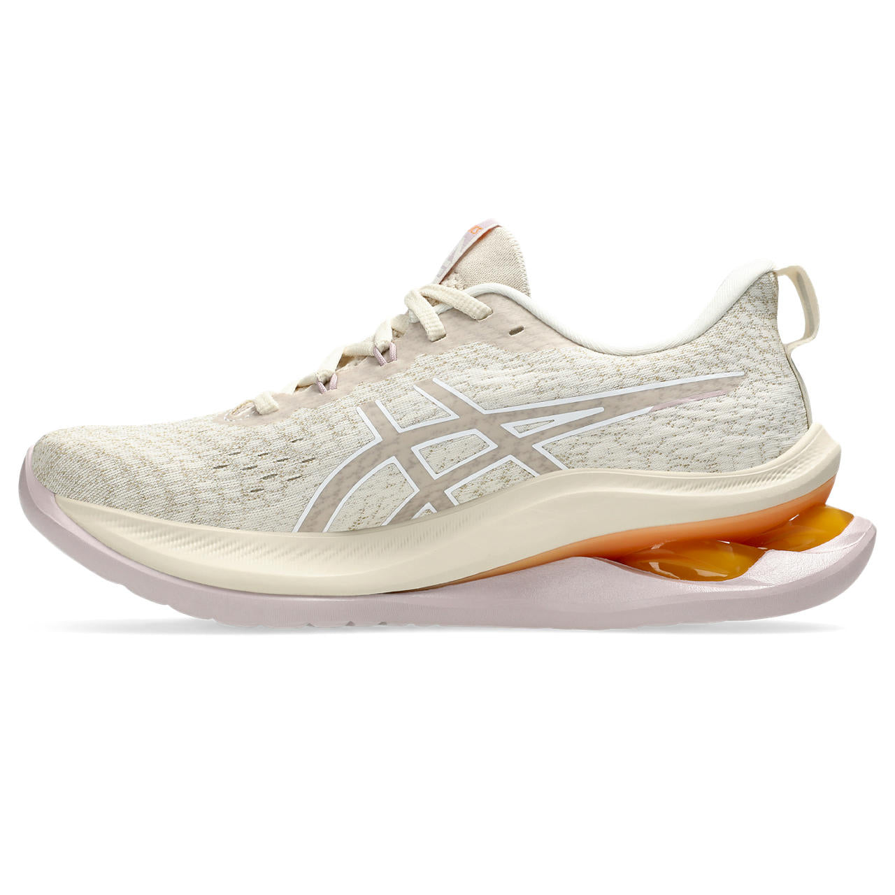 The medial side of the Women's ASICS Kinsei Max has a tonal ASICS logo that looks great