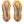 Close-up of a pair of brown and orange shoe soles on a white background.