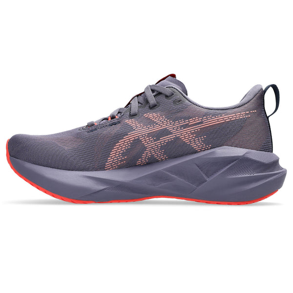 The medial side of this Novablast 5 has the ASICS logo printed onto the upper, not sown.