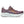 Grey and purple ASICS running shoe with white sole on a white background