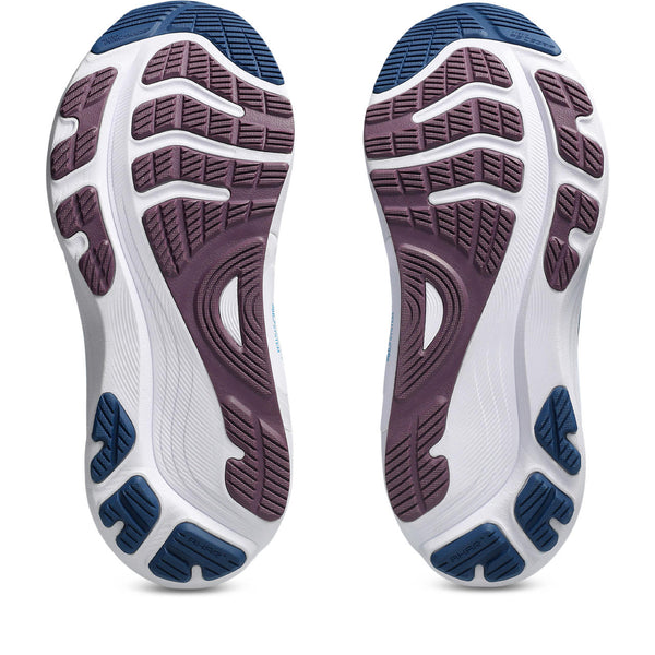 Purple and blue rubber is used on the outsole. 