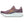 Grey and purple ASICS running shoe with white sole on a white background