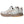 White and brown running shoe with visible brand logo on a white background