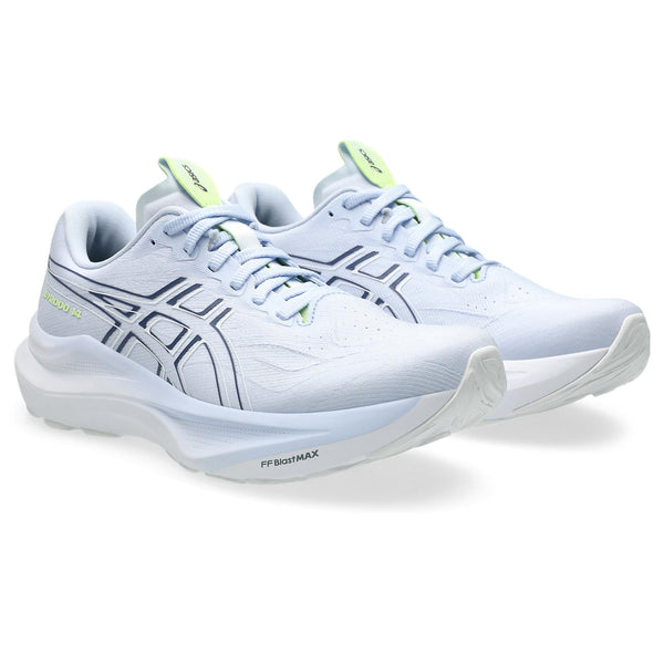 White athletic shoe with gray accents on a white background
