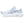 White running shoe with gray accents on a white background