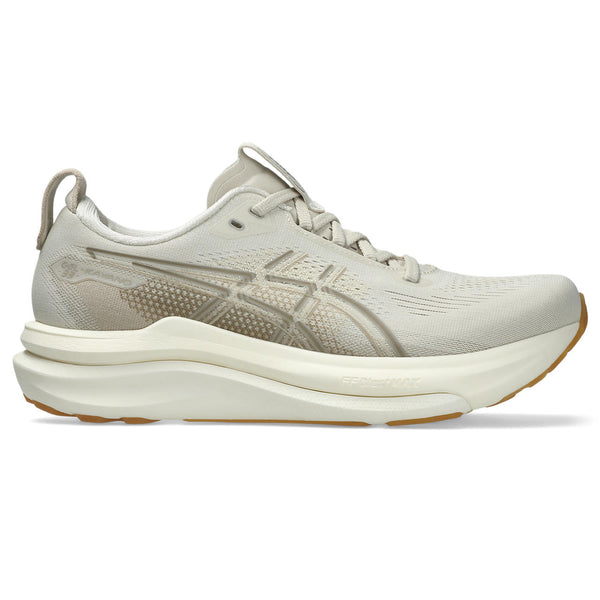 This Kayano 33 has a cream upper and an off-white midsole. 