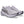 Gray running shoe with black logo on a white background