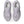 Gray running shoe with black logo on a white background