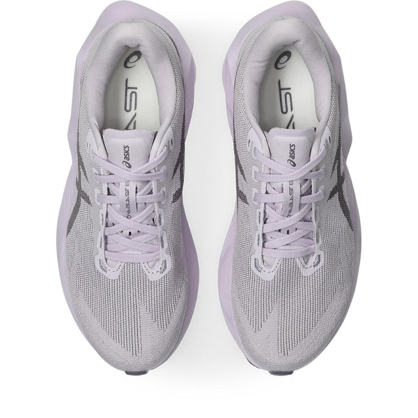 Gray running shoe with black logo on a white background