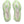 Beige running shoes with green accents on a white background