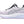 The medial side of a ASICS running shoe with a two tone midsole.