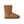 Calf height tan slipper boot on a white background