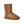 Calf height tan slipper boot on a white background