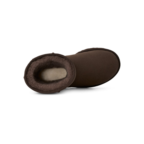 Deep brown calf length slipper boot
