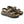 The oiled leather upper of this Milano is khaki and has brass buckles.  
