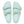 The buckles on the straps of this sandal are seafoam green and the sole of the shoe has Birkenstock printed vertically. 