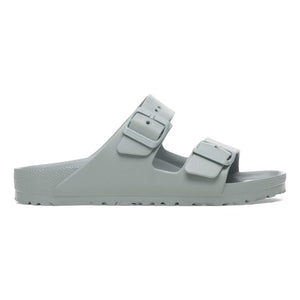 Slate green 2 strap sandal on a white background