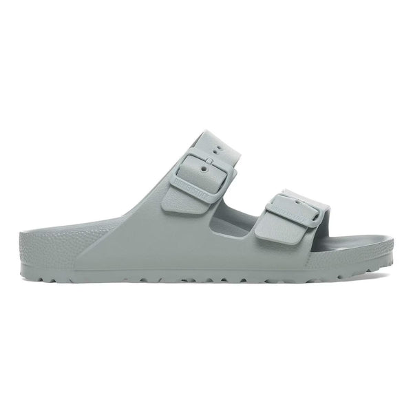 Slate green 2 strap sandal on a white background