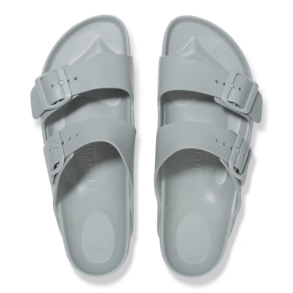 Slate green 2 strap sandal on a white background