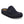 Navy suede loafer style clog on a white background