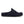 Navy suede loafer style clog on a white background