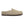Taupe suede clog on a white background