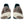 Pair of brown and white Men's ASICS tennis shoes with white soles on a white background.