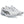 A pair of white and black ASICS tennis shoes