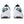 White running shoes with green accents on a white background