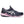 Navy and pink athletic shoe with white logo on a white background