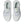 White running shoes with green accents on a white background
