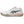 White sports shoe with black logo on a white background