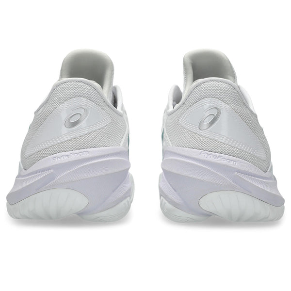 White running shoes with a visible brand logo on a white background