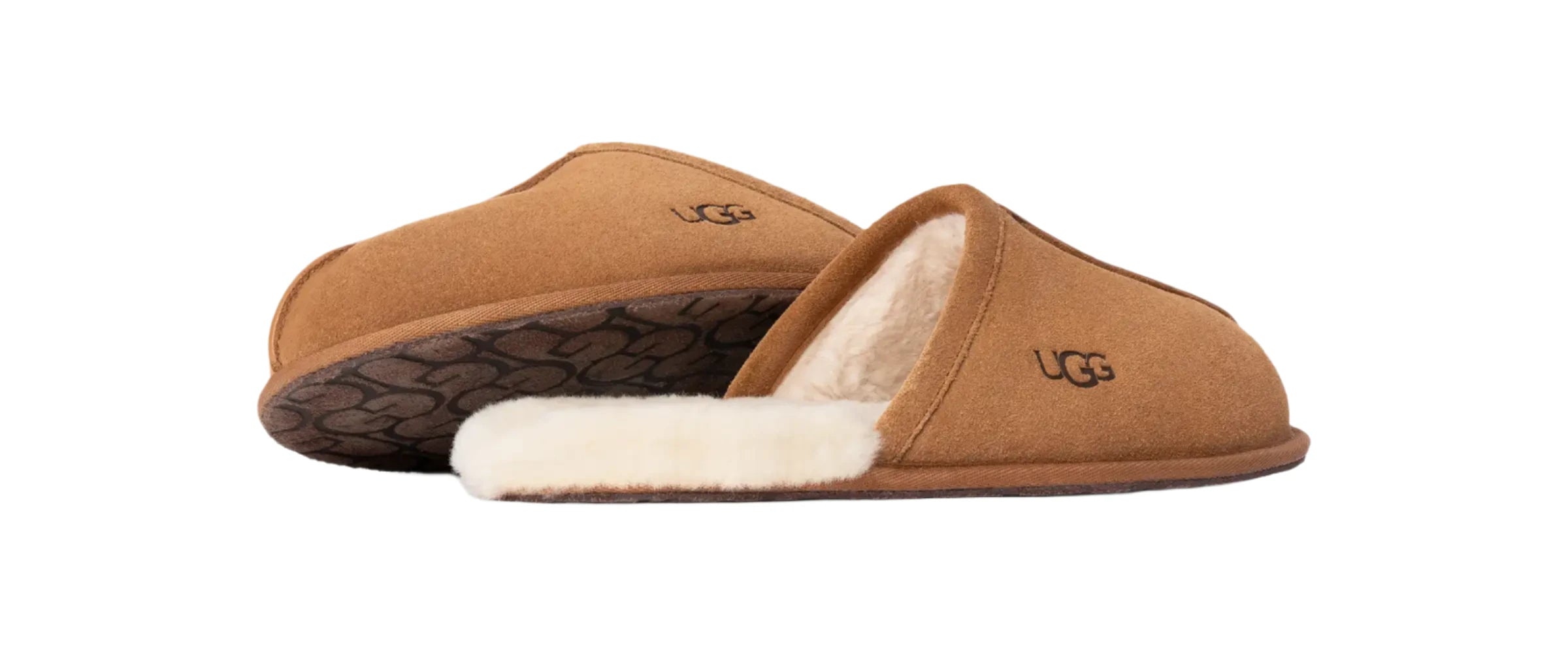 The pair of Ugg Scuff slippers sitting together