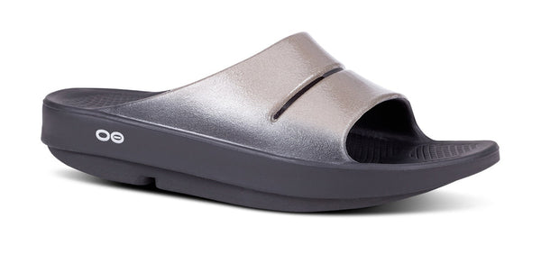 Black and metallic bronze slide on a white background