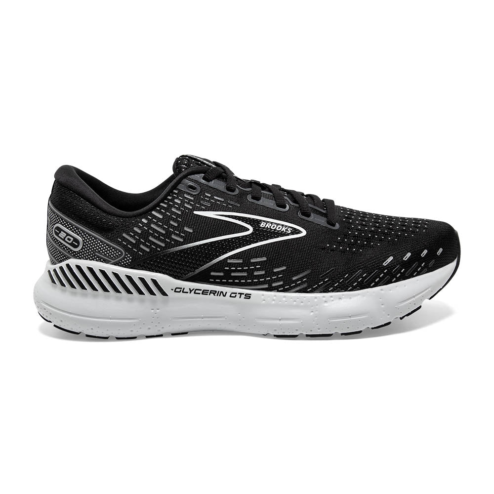 The Men's Glycerin GTS 20 is black and white in the upper with a white midsole