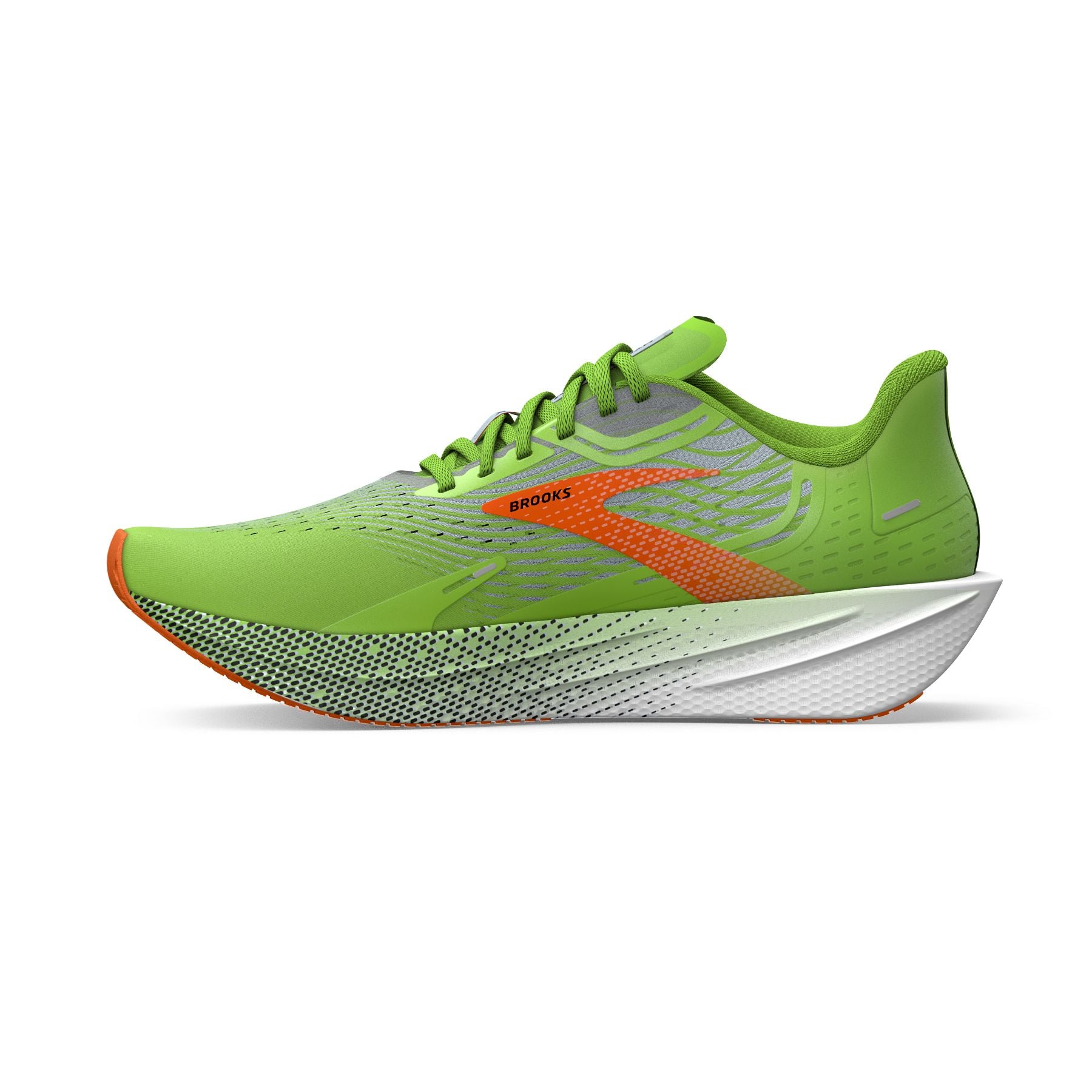 Medial view of the Men's Hyperion Max in Green Gecko/Red Orange/White