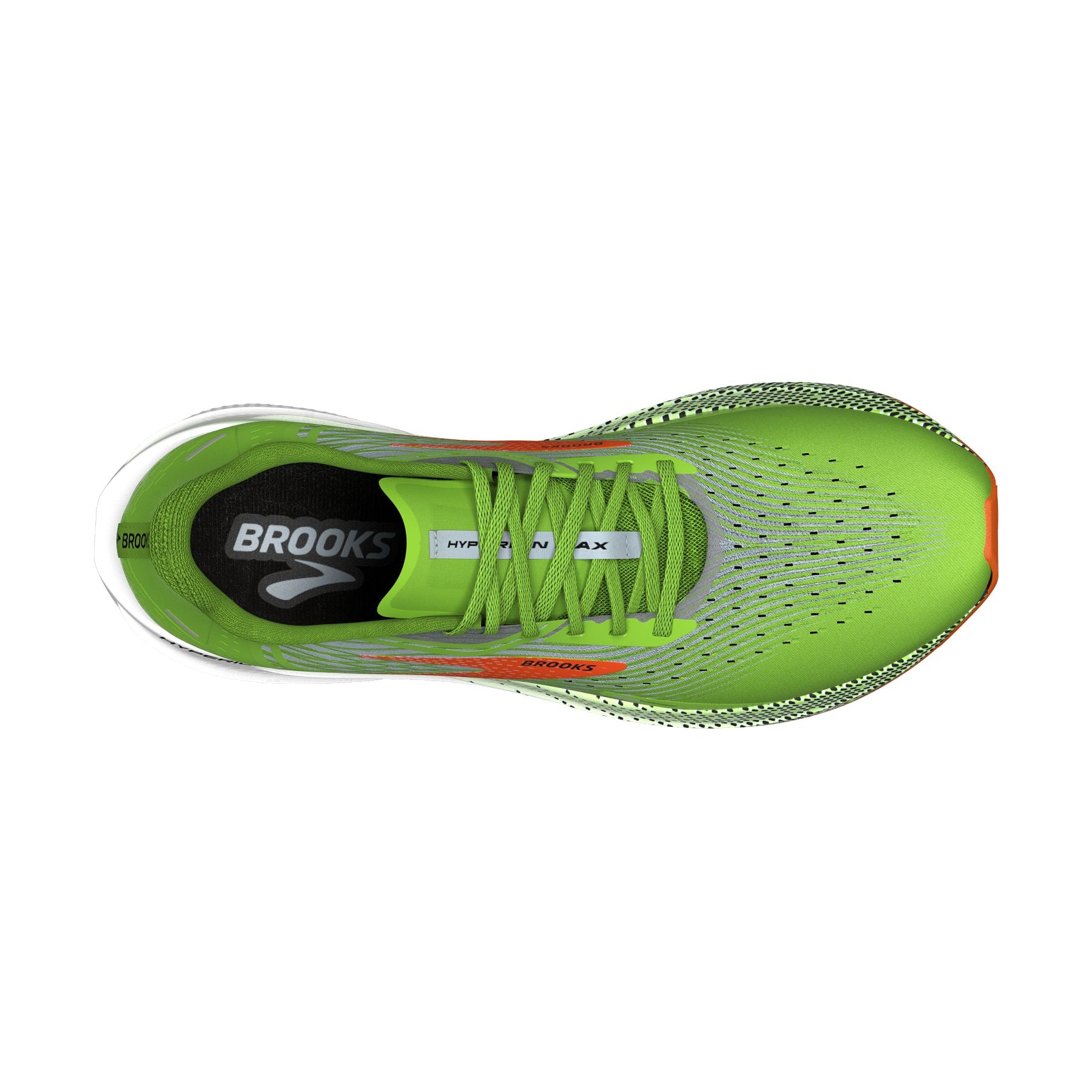 Top view of the Men's Hyperion Max in Green Gecko/Red Orange/White