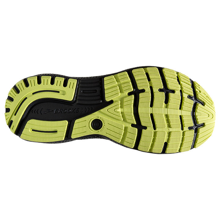 The outsole of this Ghost 16 for men has a bright green color 