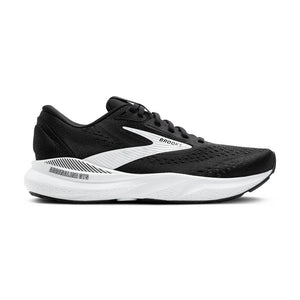 The lateral side of this Brooks Adrenaline 24 has a large white logo that sits on top of an all black upper